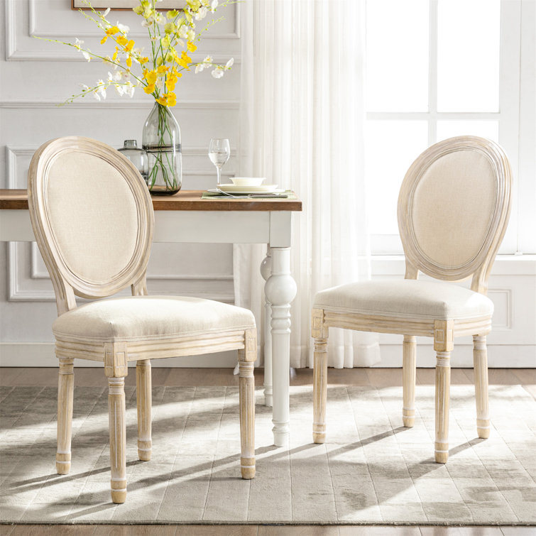 Fleur De Lis Living French Dining Chairs Upholstered Linen Fabric